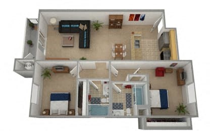 2 bedroom 2 bath floor plan Jat Dronfield Astoria Apartments , California